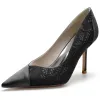 Women's Silk Satin Lace Closed Toe With Stiletto Heel Party Shoes sold by Lavetir