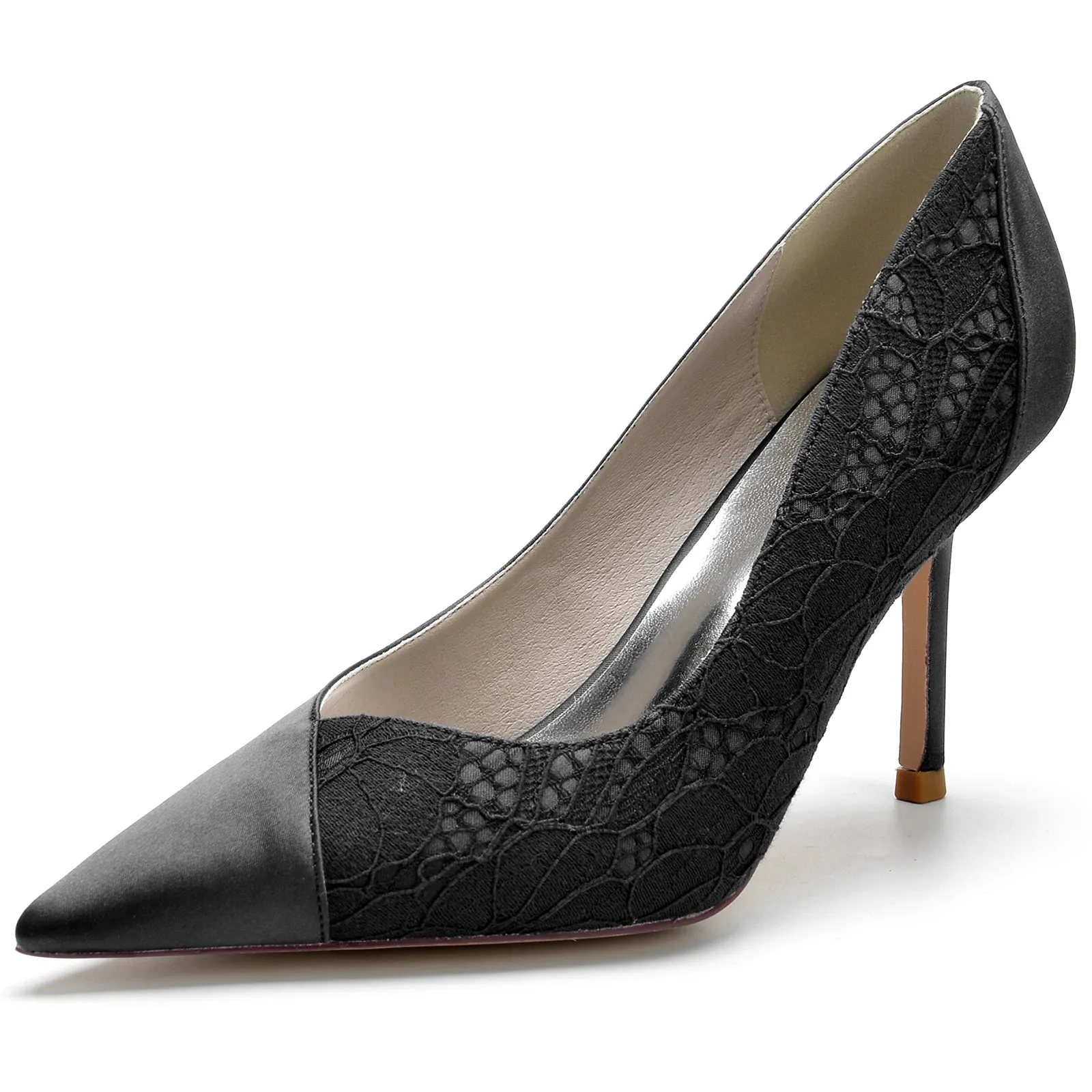 Women's Silk Satin Lace Closed Toe With Stiletto Heel Party Shoes sold by Lavetir product image thumbnail 5