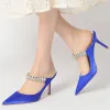 Women's Silk Satin With Ankle Strap Rhinestone Lace Closed Toe Stiletto Heel Wedding Shoes sold by Lavetir