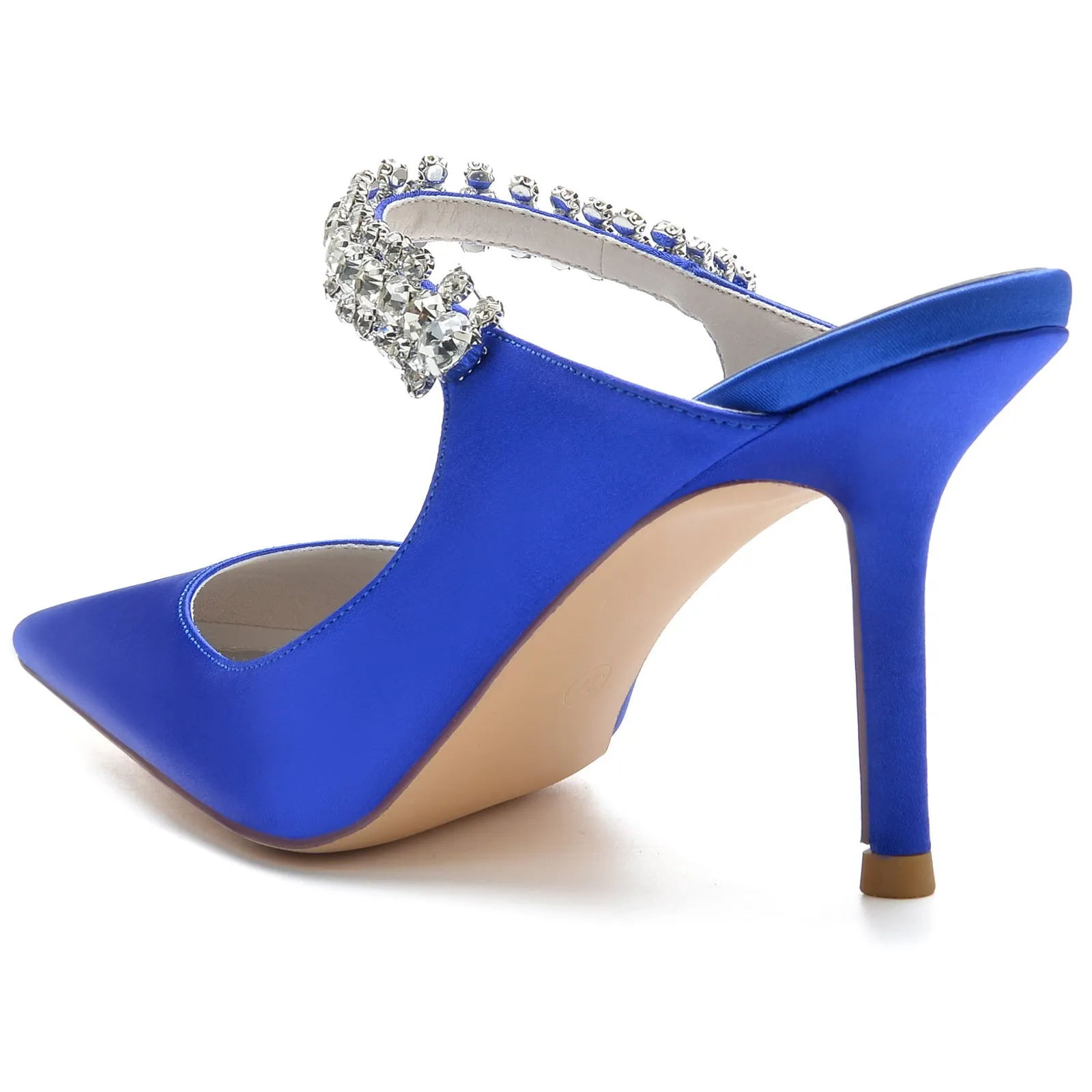 Women's Silk Satin With Ankle Strap Rhinestone Lace Closed Toe Stiletto Heel Wedding Shoes sold by Lavetir product image thumbnail 4