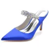 Women's Silk Satin With Ankle Strap Rhinestone Lace Closed Toe Stiletto Heel Wedding Shoes sold by Lavetir