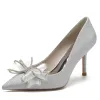 Women's Stretch Glitter With Bowknot Closed Toe Stiletto Heel Party Shoes sold by Lavetir