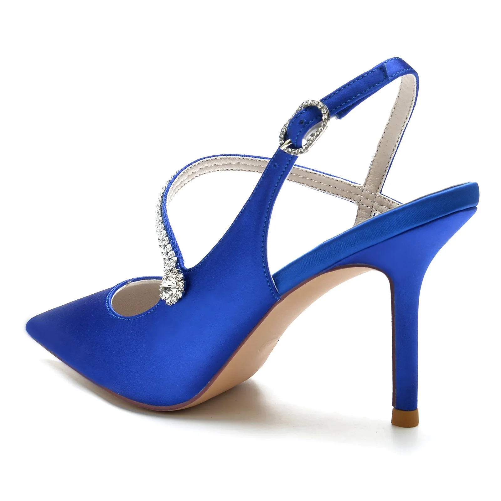 Women's Silk Satin With Closed Toe Stiletto Heel Ankle Strap Rhinestone Evening Shoes sold by Lavetir product image thumbnail 3