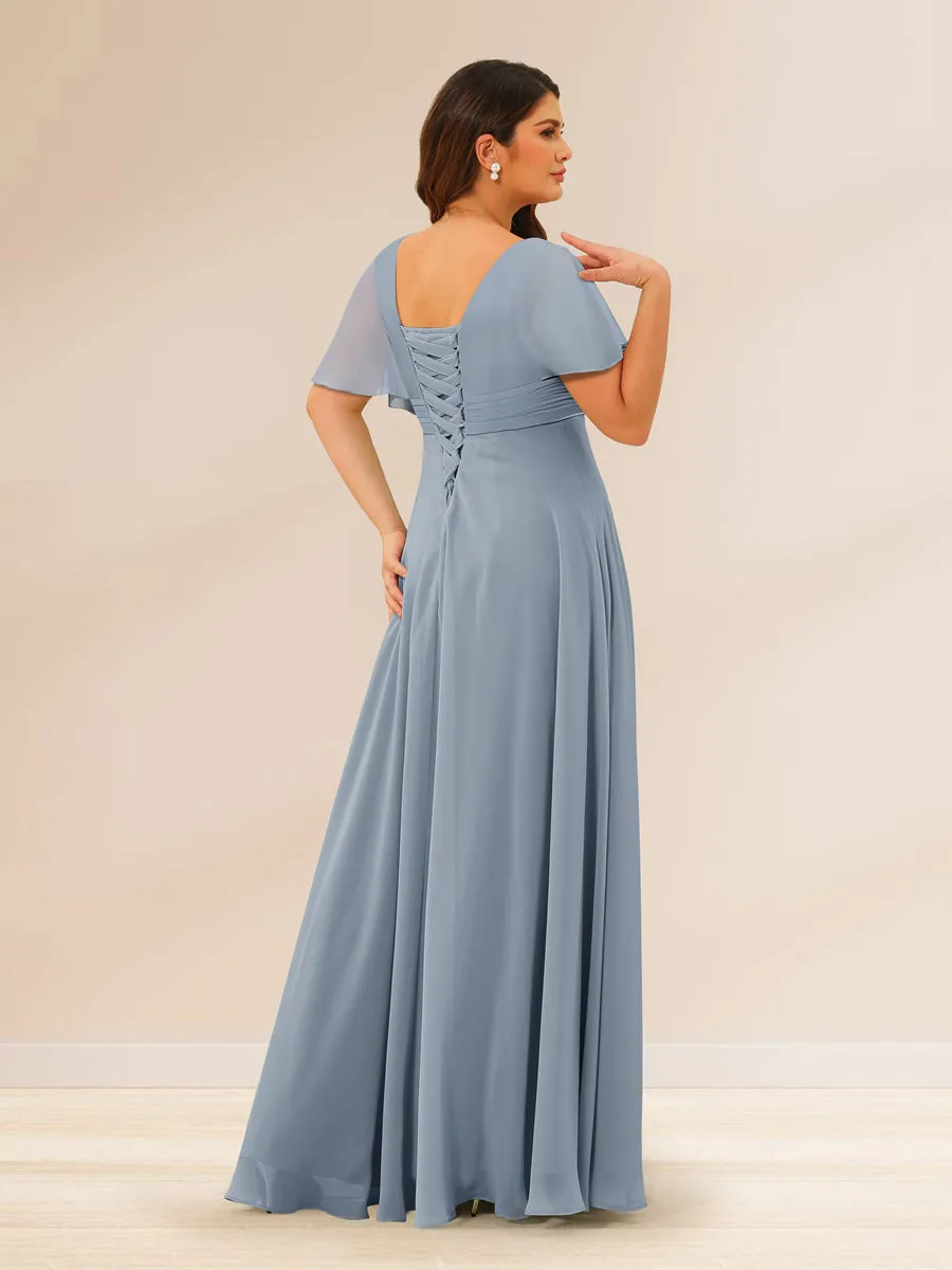 A-Line/Princess V-Neck Short Sleeves Plus Size Bridesmaid Dresses with Pockets sold by Lavetir product image thumbnail 2