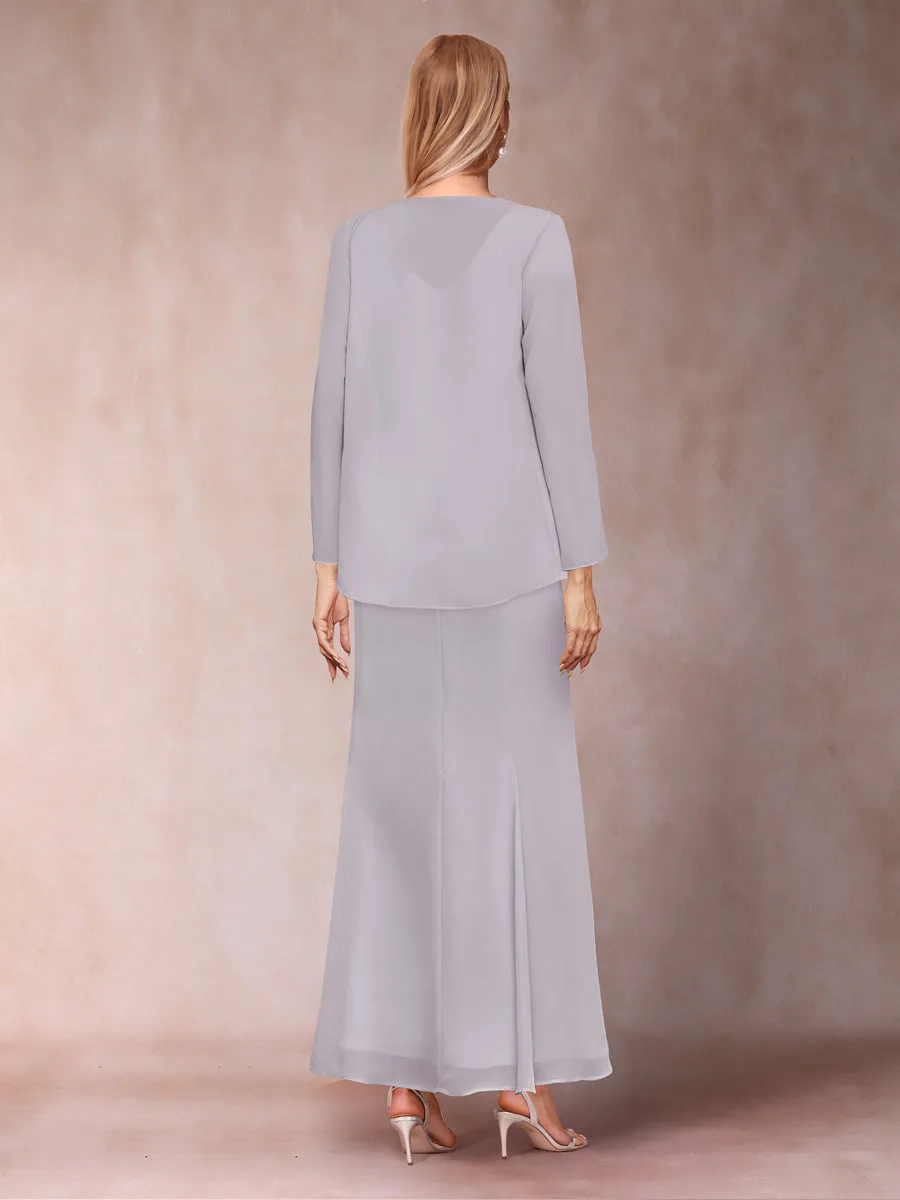 Sheath/Column V-Neck Ankle-Length Evening Dresses With Jacket & Sequins sold by Lavetir product image thumbnail 2