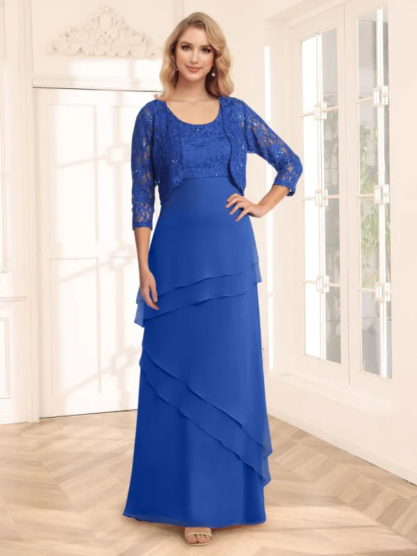 Sheath/Column Scoop 3/4 Sleeves Evening Dresses with Jacket & Appliques sold by Lavetir