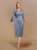 Sheath/Column Scoop Long Sleeves Evening Dresses with Appliques sold by Lavetir