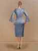 Sheath/Column Scoop Long Sleeves Evening Dresses with Appliques sold by Lavetir