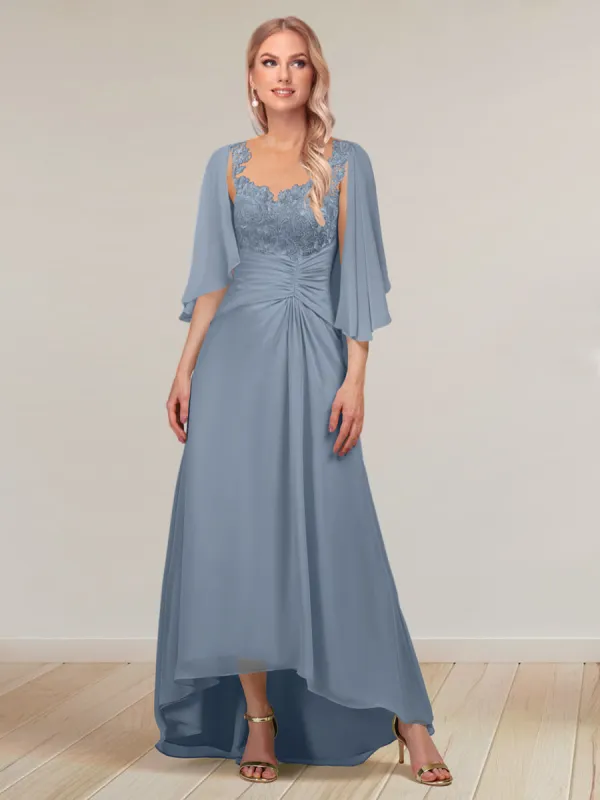 A-Line/Princess V-Neck Chiffon Long Evening Dresses with Jacket & Appliques sold by Lavetir