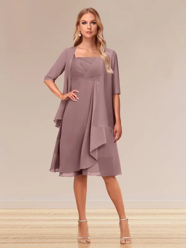 A-Line/Princess Half Sleeves Formal Evening Dresses With Ruffles & Jacket sold by Lavetir