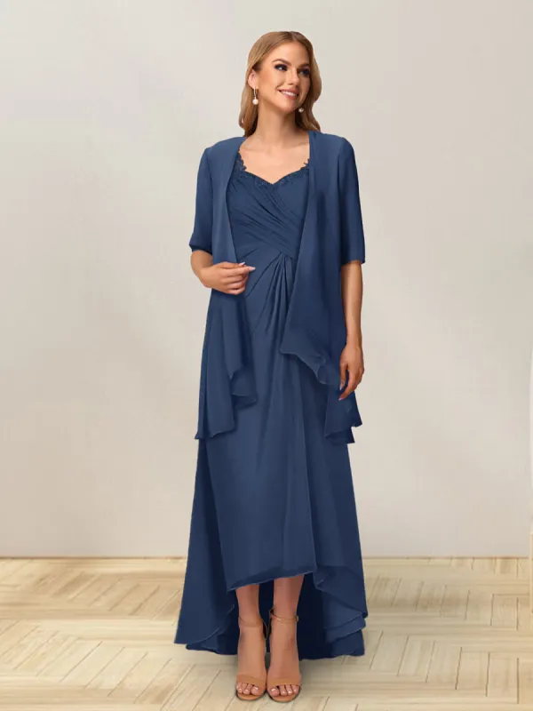 A-Line/Princess Sleeveless Long Formal Evening Dresses With Ruffles & Jacket sold by Lavetir