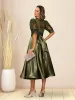 A-Line/Princess V-Neck Puffy Sleeves Tea-Length Evening Dresses sold by Lavetir
