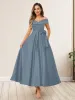 A-Line/Princess Off-The-Shoulder Sleeveless Long Evening Dresses with Bow Knot sold by Lavetir