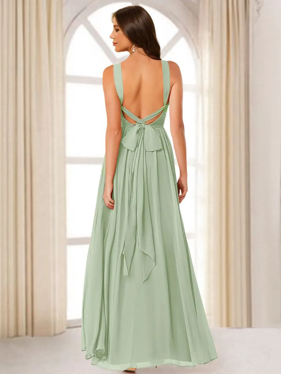 A-Line/Princess Halter Long Bridesmaid Dresses with Split Side sold by Lavetir product image thumbnail 2