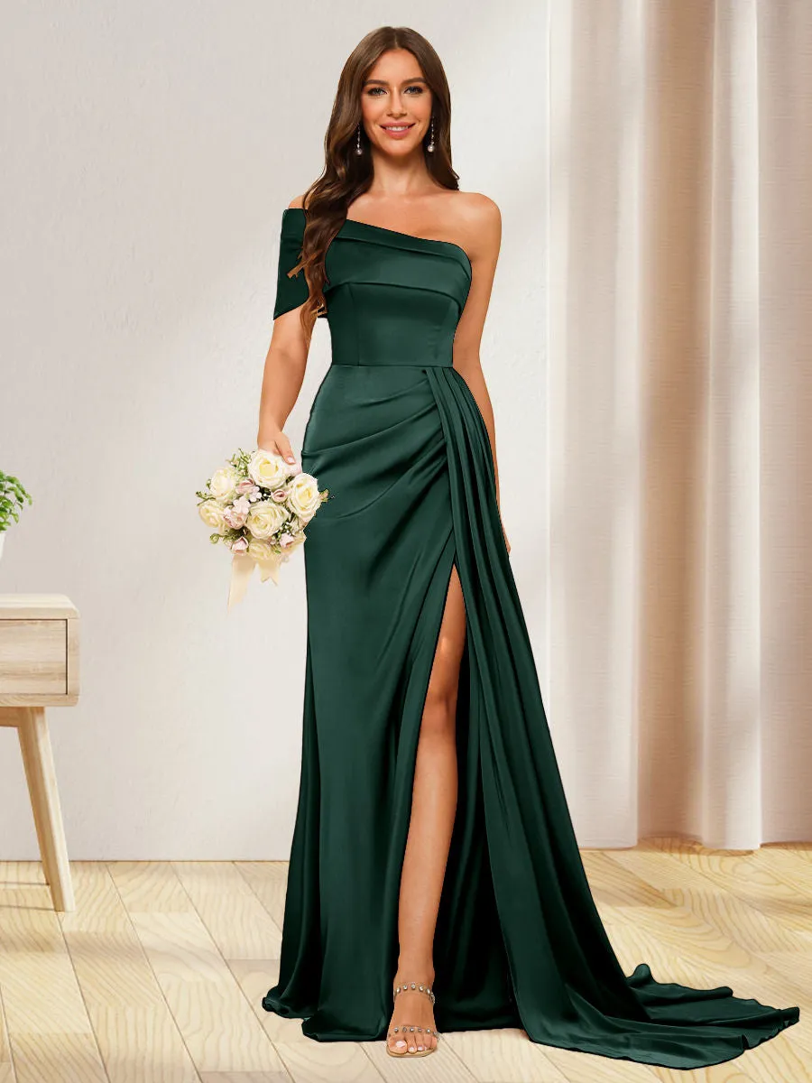 Sheath/Column One-Shoulder Long Formal Dresses with Split Side sold by Lavetir product image thumbnail 5