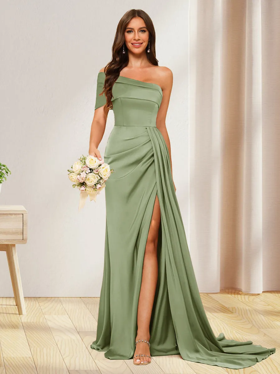 Sheath/Column One-Shoulder Long Formal Dresses with Split Side sold by Lavetir product image thumbnail 3