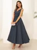 A-Line/Princess V Neck Sleeveless Long Evening Dresses with Bow Knot sold by Lavetir
