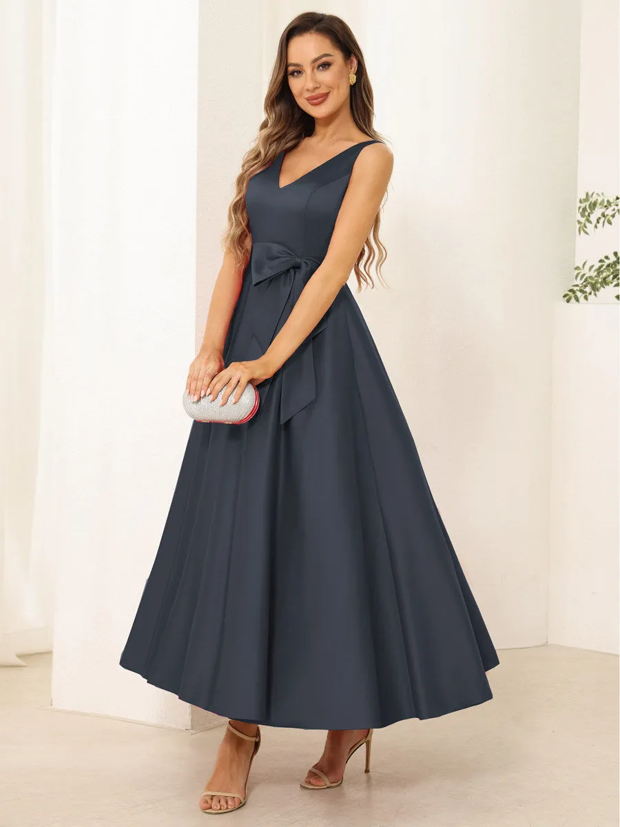 A-Line/Princess V Neck Sleeveless Long Evening Dresses with Bow Knot sold by Lavetir product image thumbnail 5