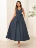 A-Line/Princess V Neck Sleeveless Long Evening Dresses with Bow Knot sold by Lavetir
