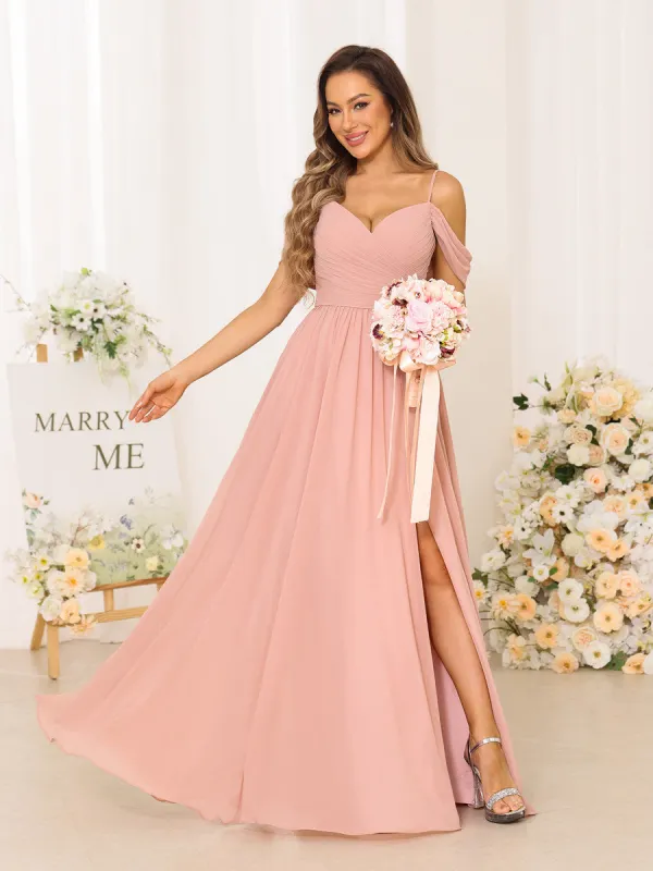 A-Line/Princess Spaghetti Straps Long Bridesmaid Dresses With Split Side sold by Lavetir