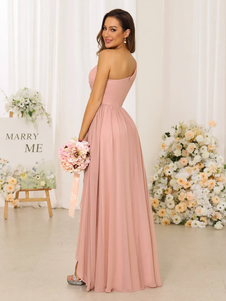 A-Line/Princess One-Shoulder Long Bridesmaid Dresses With Split Side sold by Lavetir product image thumbnail 2
