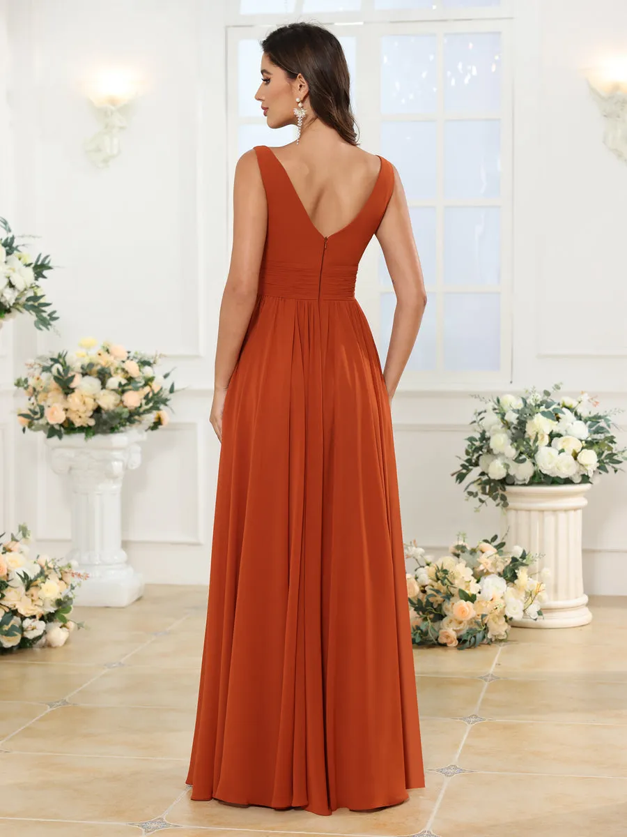 A-Line/Princess V-Neck Long Wedding Party Dresses with Split Side sold by Lavetir product image thumbnail 4