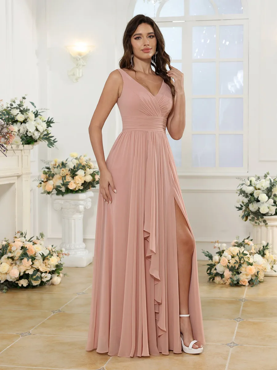 A-Line/Princess V-Neck Long Wedding Party Dresses with Split Side sold by Lavetir product image thumbnail 2