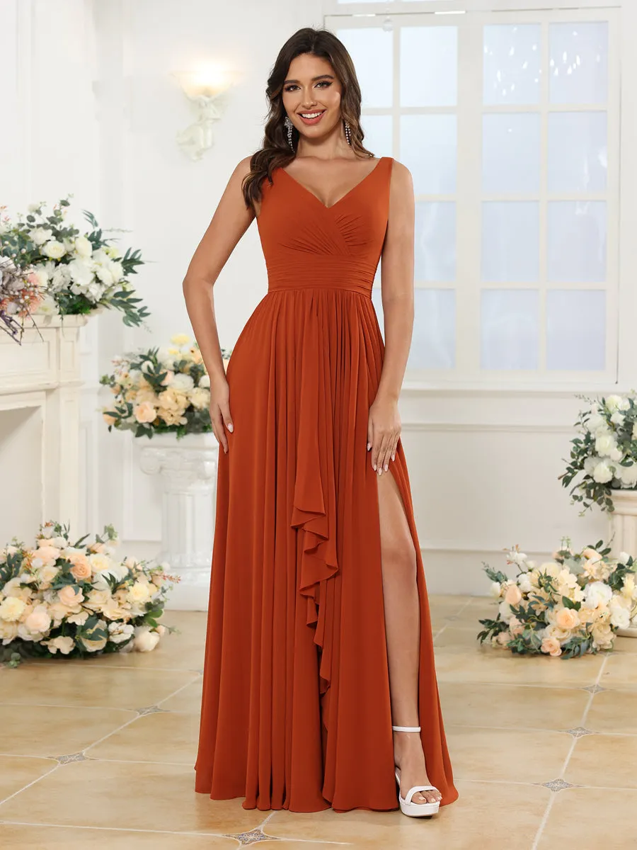 A-Line/Princess V-Neck Long Wedding Party Dresses with Split Side sold by Lavetir product image thumbnail 3