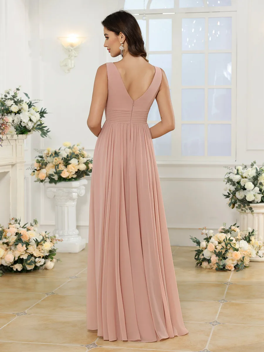 A-Line/Princess V-Neck Long Wedding Party Dresses with Split Side & Pockets sold by Lavetir product image thumbnail 3