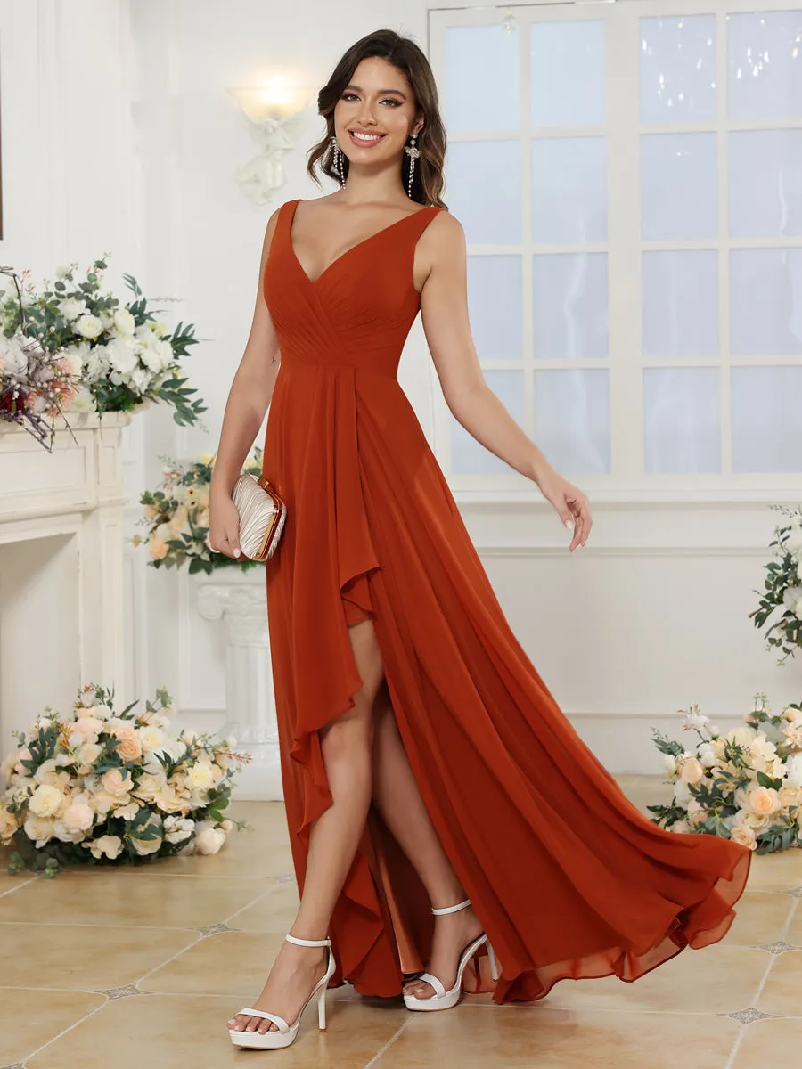 A-Line/Princess V-Neck Long Wedding Party Dresses with Split Side sold by Lavetir product image thumbnail 5