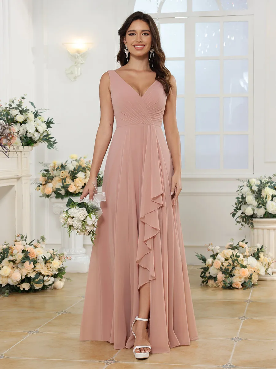 A-Line/Princess V-Neck Long Wedding Party Dresses with Split Side sold by Lavetir product image thumbnail 2