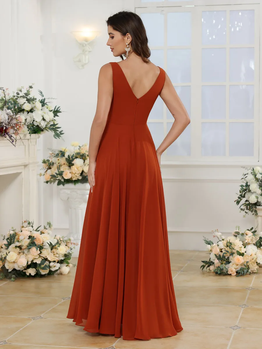 A-Line/Princess V-Neck Long Wedding Party Dresses with Split Side sold by Lavetir product image thumbnail 3