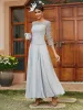 A-Line/Princess Sheer Neck Half Sleeves Long Evening Dresses with Appliques sold by Lavetir