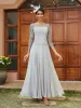 A-Line/Princess Sheer Neck Half Sleeves Long Evening Dresses with Appliques sold by Lavetir