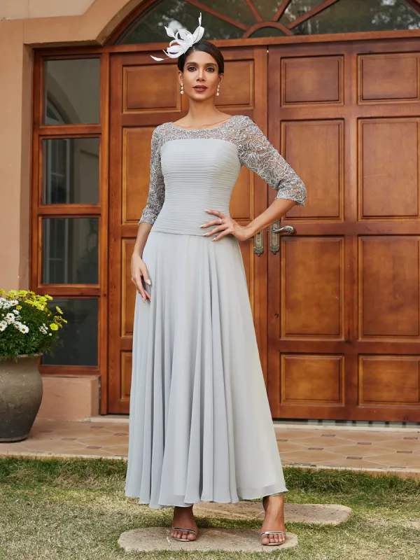 A-Line/Princess Sheer Neck Half Sleeves Long Evening Dresses with Appliques sold by Lavetir
