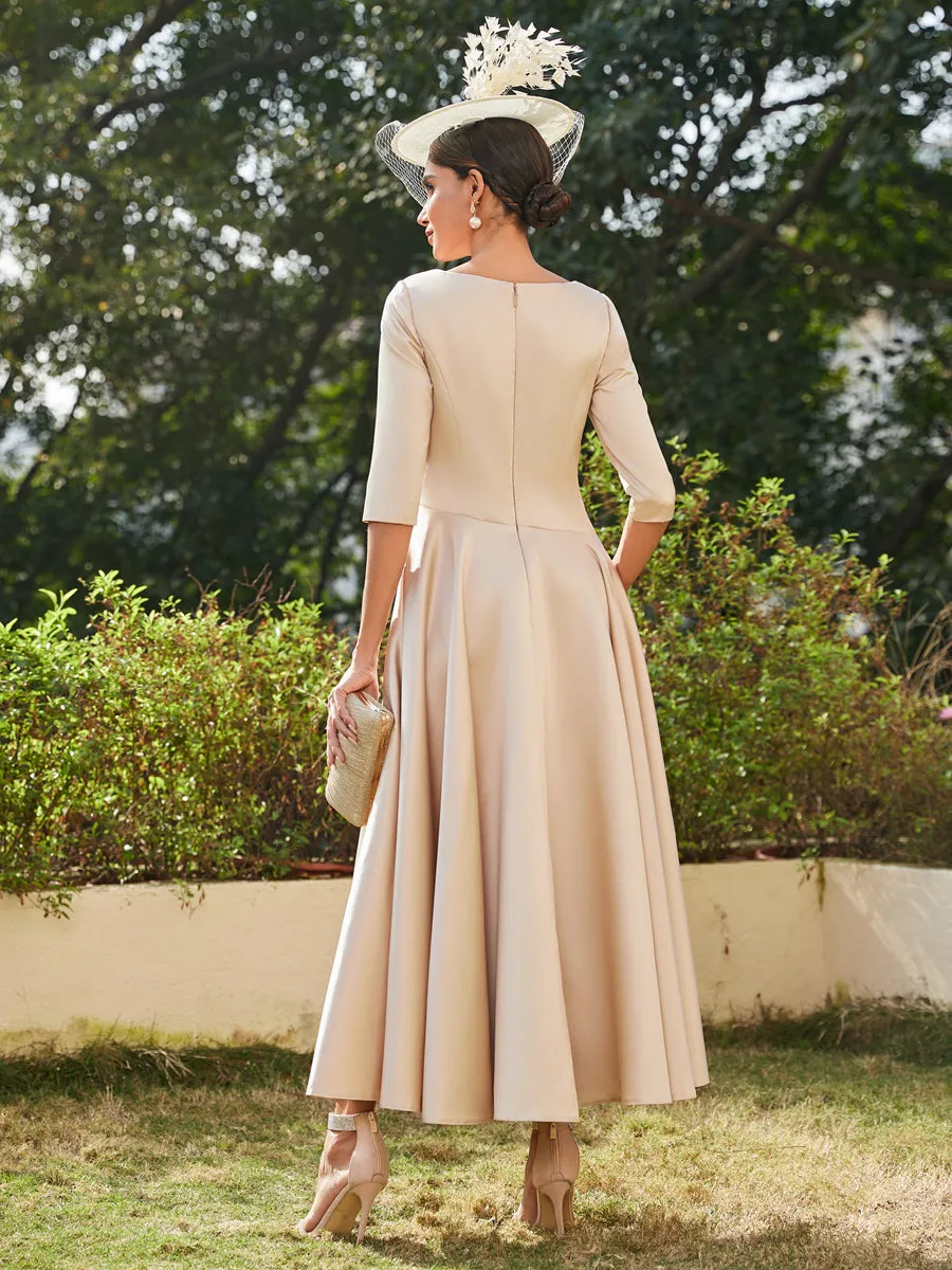 A-Line/Princess V-Neck Half Sleeves Ankle-Length Long Evening Dresses with Ruffles sold by Lavetir product image thumbnail 3