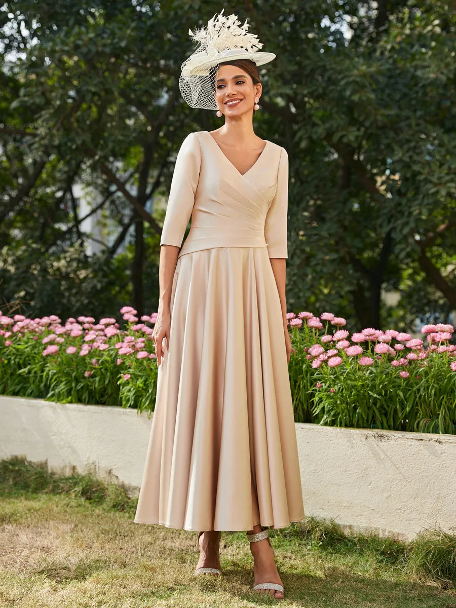 A-Line/Princess V-Neck Half Sleeves Ankle-Length Long Evening Dresses with Ruffles sold by Lavetir product image thumbnail 4