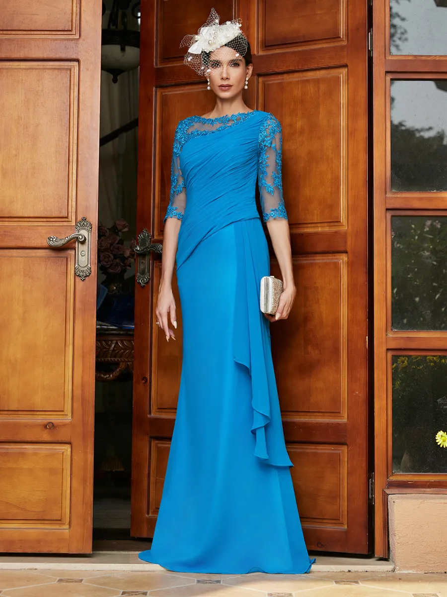 Sheath/Column Scoop Half Sleeves Long Evening Dresses with Appliques sold by Lavetir product image thumbnail 4