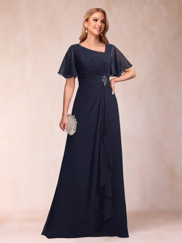 A-Line/Princess Floor-Length Short Sleeves V-Neck Mother of the Bride Dresses sold by Lavetir
