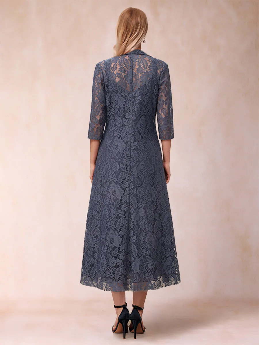 A-Line/Princess Tea-Length 3/4 Sleeves V-Neck Mother of the Bride Dresses sold by Lavetir product image thumbnail 2