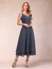 A-Line/Princess Tea-Length 3/4 Sleeves V-Neck Mother of the Bride Dresses sold by Lavetir