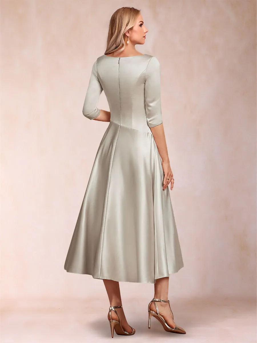 A-Line/Princess Tea-Length 3/4 Sleeves V-Neck Mother of the Bride Dresses sold by Lavetir product image thumbnail 2