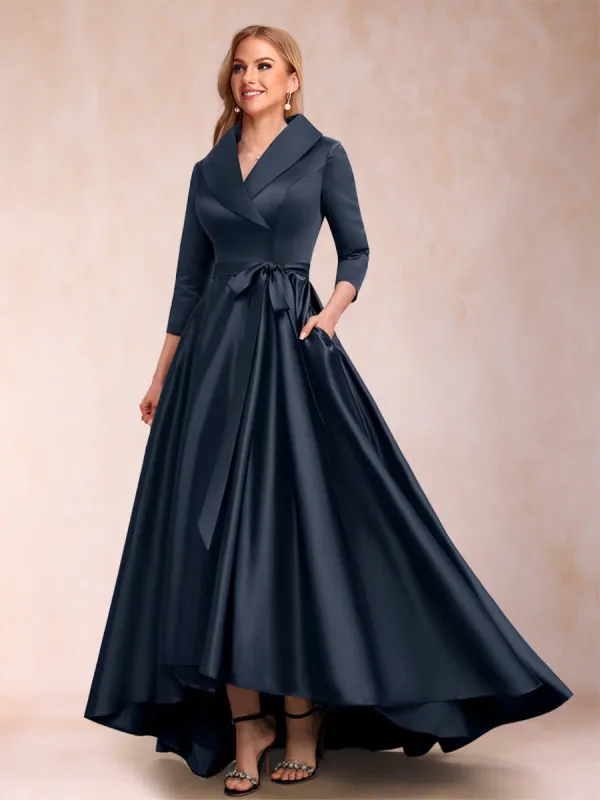 A-Line/Princess 3/4 Sleeves Asymmetrical V-Neck Mother of the Bride Dresses sold by Lavetir