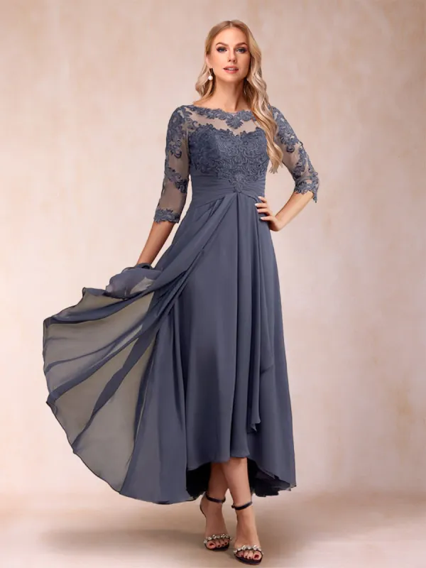 A-Line/Princess Asymmetrical 3/4 Sleeves Sweetheart Mother of the Bride Dresses sold by Lavetir