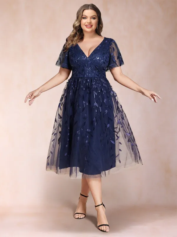 A-Line/Princess V-Neck Tea-Length Mother of the Bride Dresses sold by Lavetir