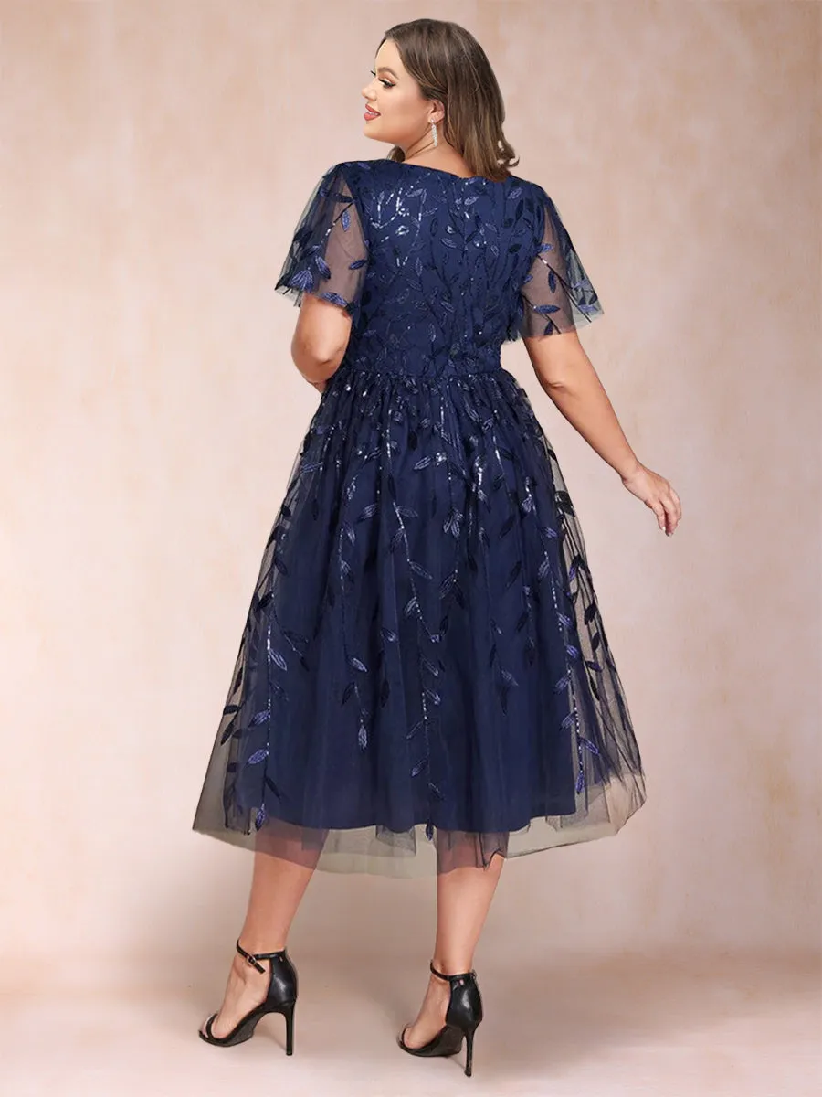 A-Line/Princess V-Neck Tea-Length Mother of the Bride Dresses sold by Lavetir product image thumbnail 2