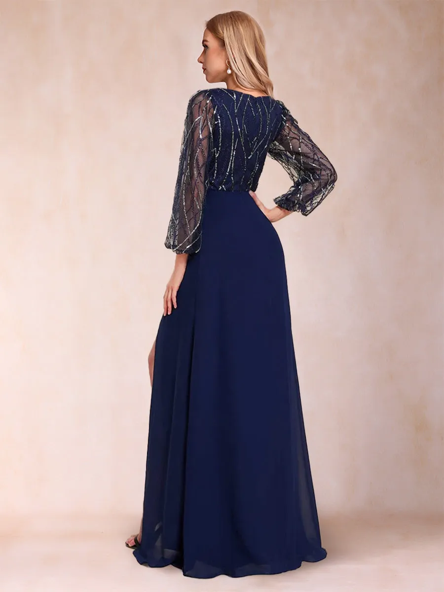 A-Line/Princess V-Neck Floor-Length Mother of the Bride Dresses With Split Side sold by Lavetir product image thumbnail 2