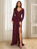 Sheath/Column V-Neck Floor-Length Evening Dresses With Split Side sold by Lavetir
