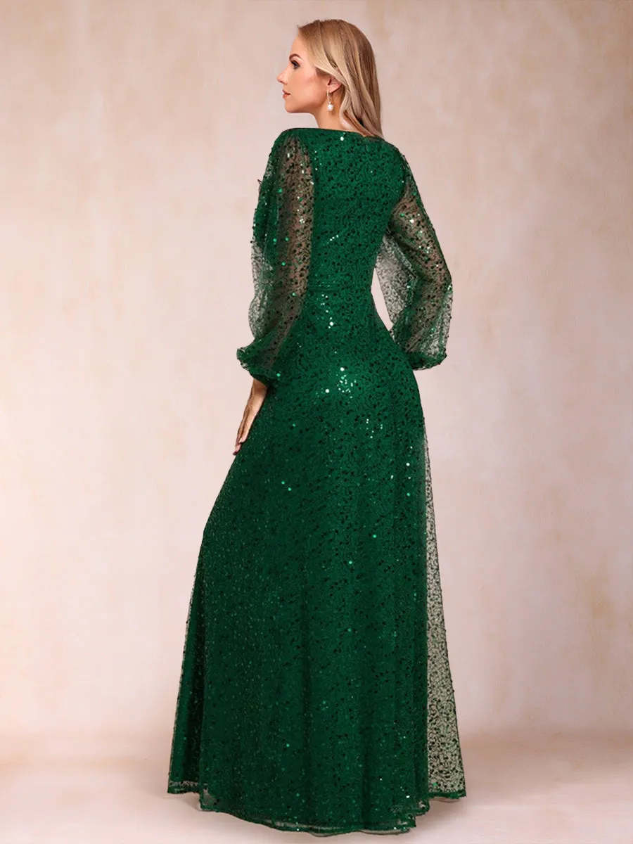 A-Line/Princess V-Neck Long Sleeves Floor-Length Mother of the Bride Dresses sold by Lavetir product image thumbnail 2