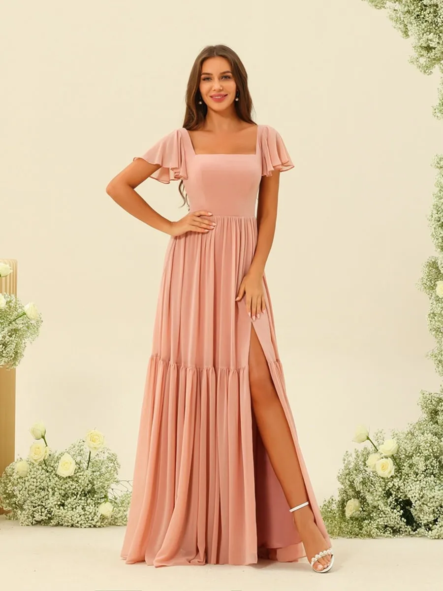 A-Line/Princess Ruffles Floor-Length Short Sleeves Bridesmaid Dresses sold by Lavetir product image thumbnail 4